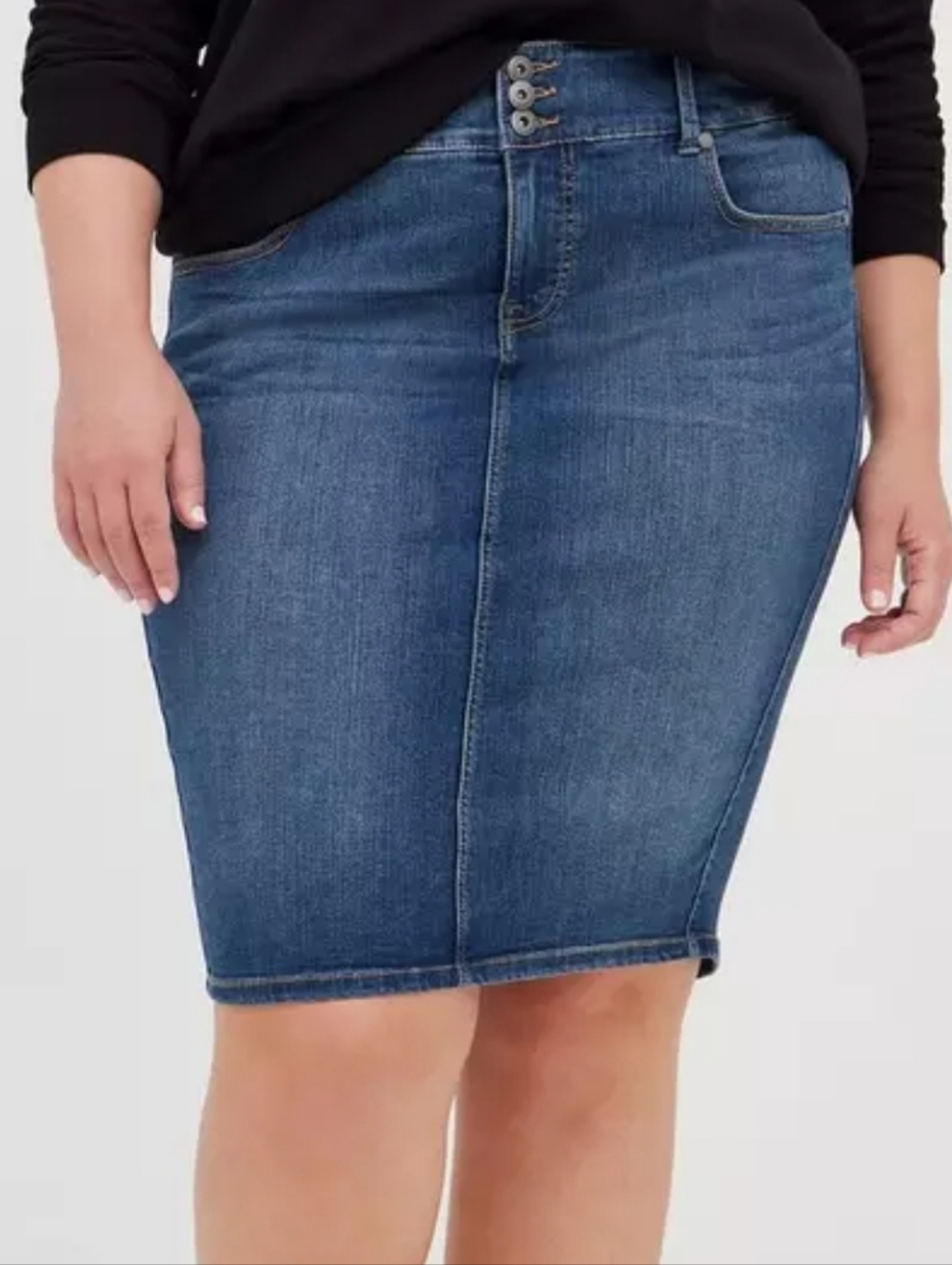 Jegging Denim Midi Skirt - Medium Wash